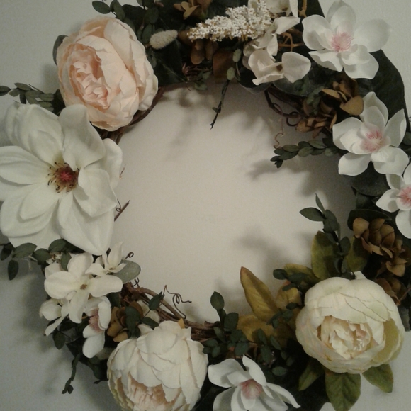 Magnolia Rustic Primitive Farmhouse Wreath Handcrafted Stunning NEW ITEM - Picture 4 of 4
